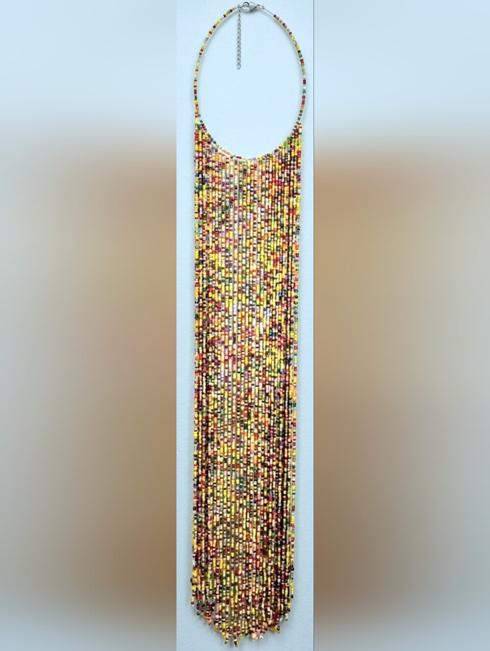 Beaded Cascading Boho Fringe Necklace Adjustable Extra Long